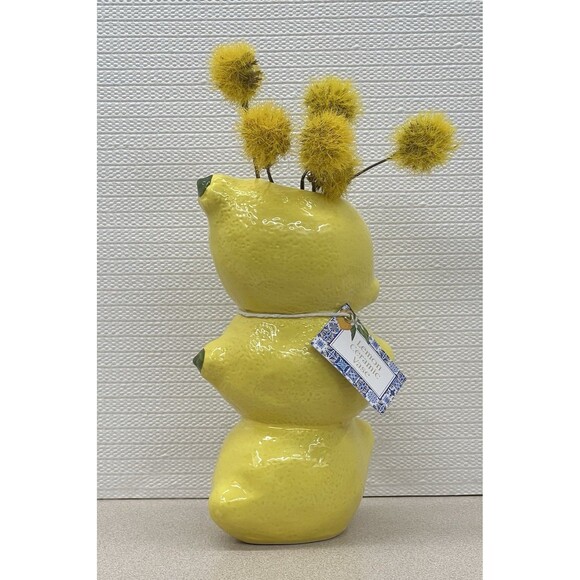 LEMON Ceramic Pottery Bud Vase Figural Yellow 3-D Textured One Design Home - Picture 6 of 17